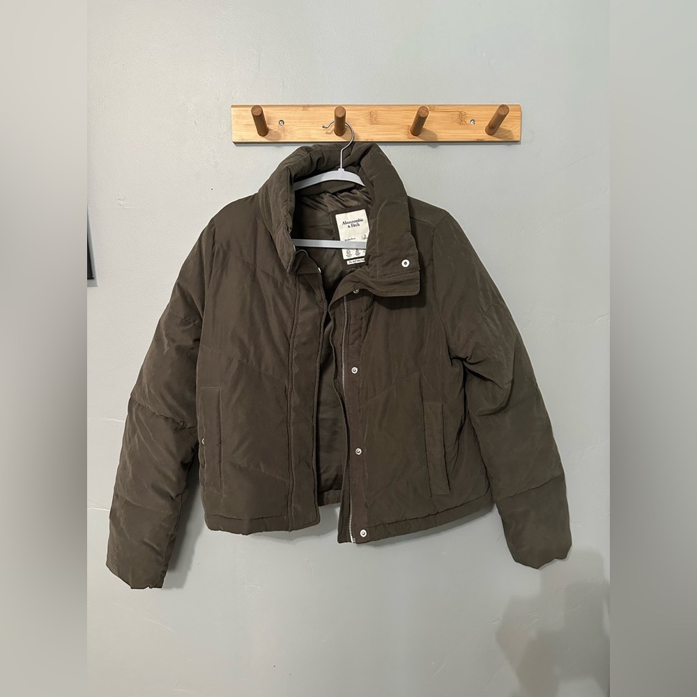 Abercrombie and Fitch dark green Mini puffer small